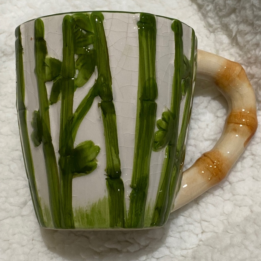 Pier 1 Imports Bamboo Surprise 3D Panda Mug Hand Painted Dolomite Rare